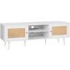 Rattan TV Stand for 65" TV Boho TV Stand with Build-in Socket White