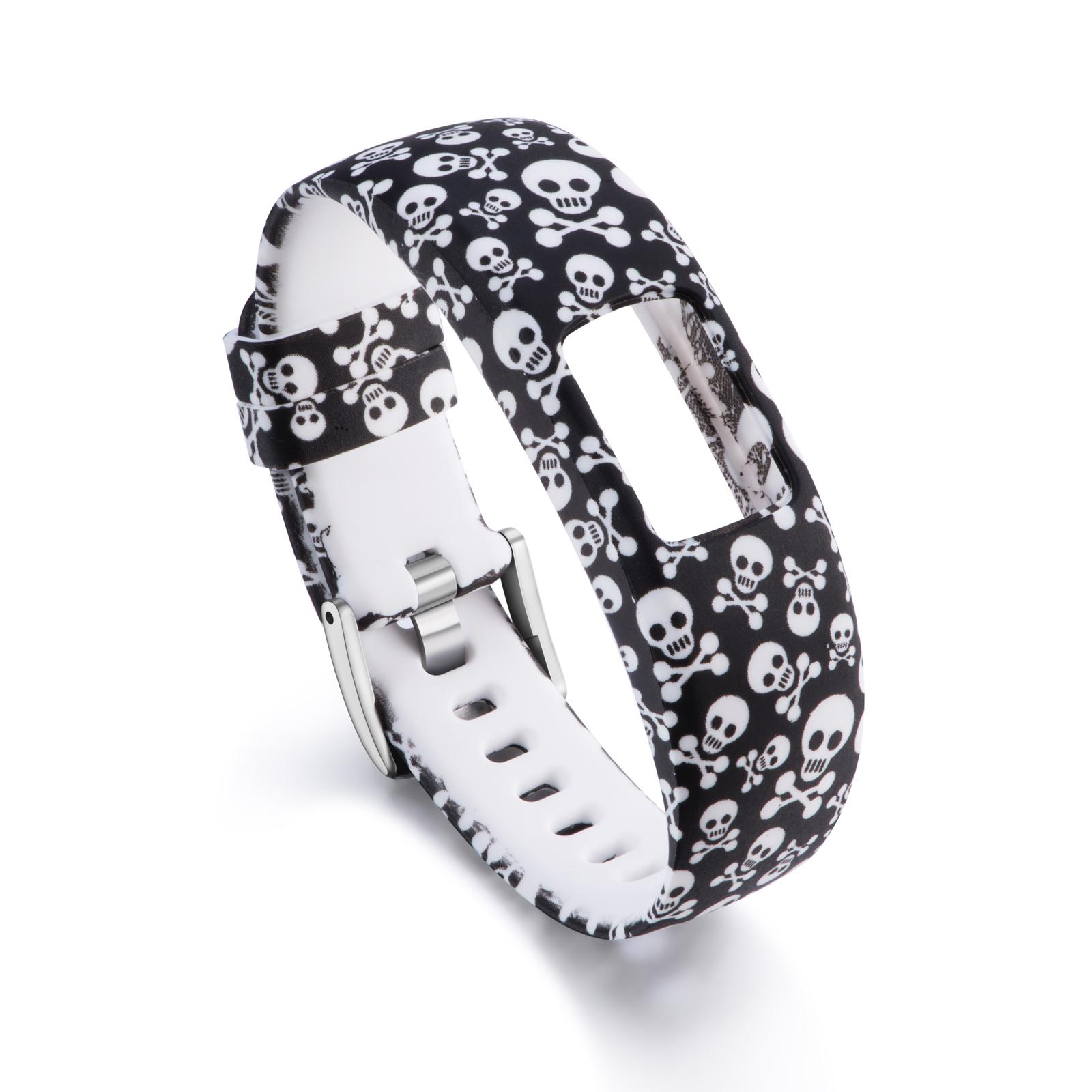 

Patterned Soft Silicone Watch Strap Replacement for Garmin VivoFit 4,Length: 210mm Skulls Pattern
