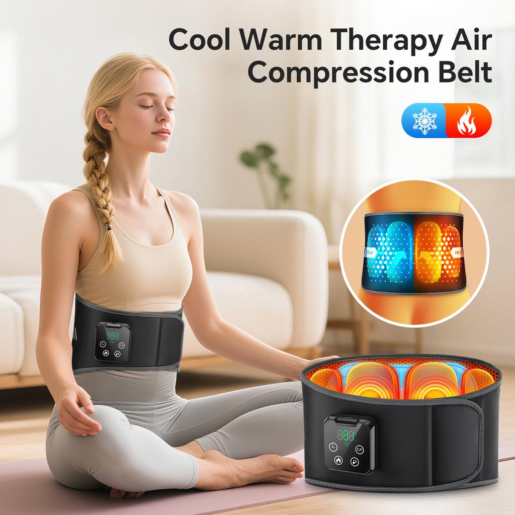 Cordless Warm & Cold Compress Air Compression Waist Belt Heating & Ice Pack Therapy Waist Massage Belt Back Lumbar Support Brace