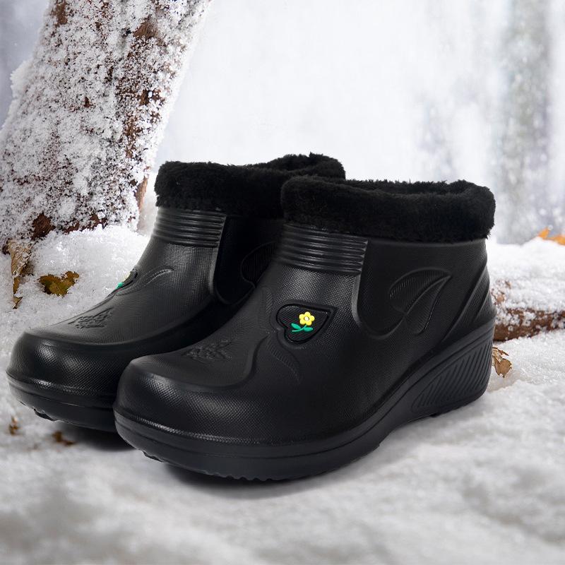 Men's Winter Velvet-Lined Non-Slip Waterproof High-Top Rain Boots for Outdoor and Work