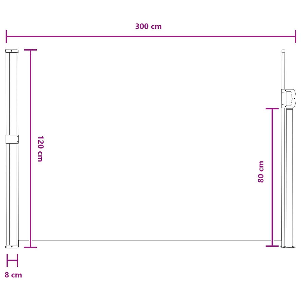 Retractable Side Awning Gray 300 x 117 cm Polyester