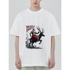 Black T Shirt with Santa Riding Deer and Merry Darkmas Text for Christmas Party Wear
