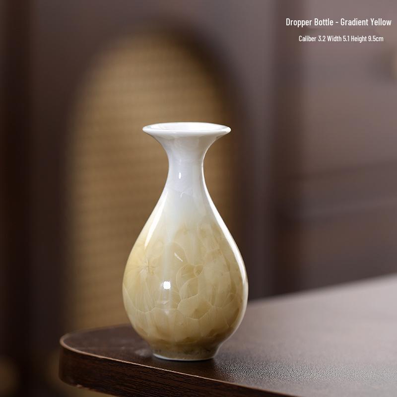 Crystalline Glaze Mini Ceramic Vase - Creative Home Desktop Ornament for Flowers