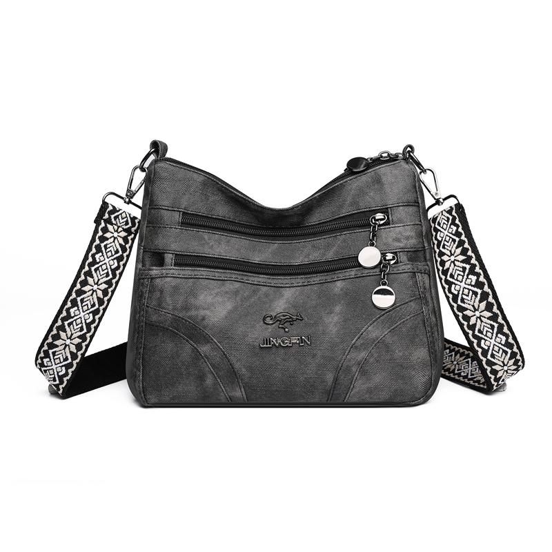 

Женская сумка через плечо большой вместимости из мягкой кожи, сумка кроссбоди, сумка для мамы, маленькая квадратная сумка для среднего возраста чёрный