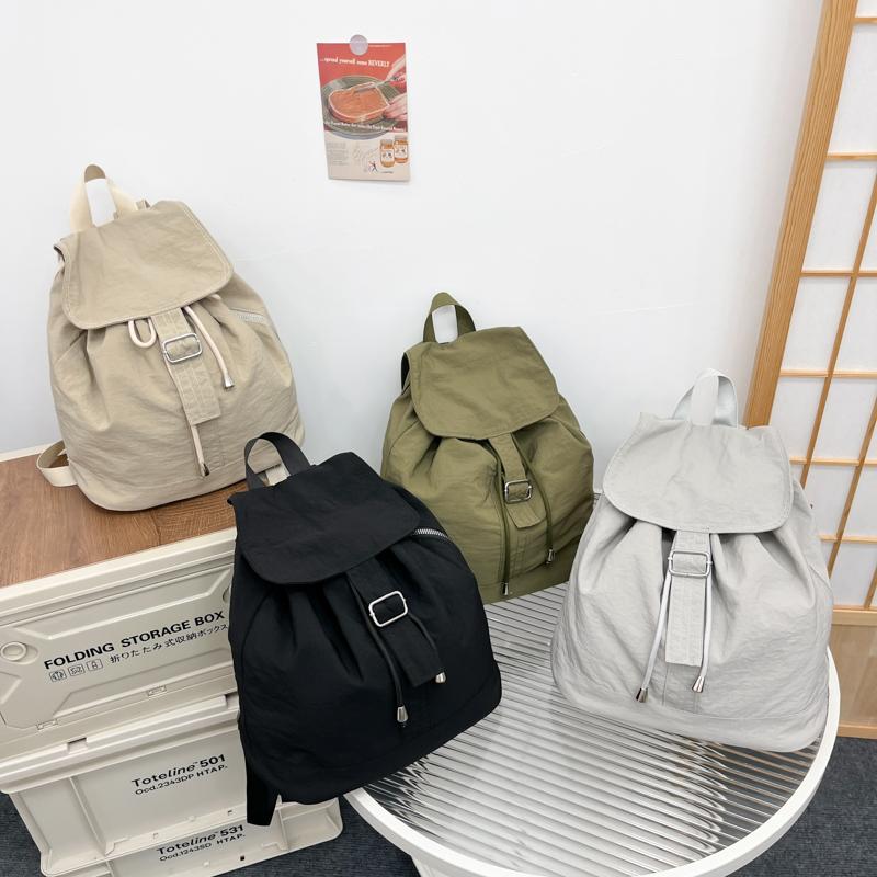 College Style Student School Bag Women Solid Color Backpack Nylon Backpack Men's Outdoor Sports Bag