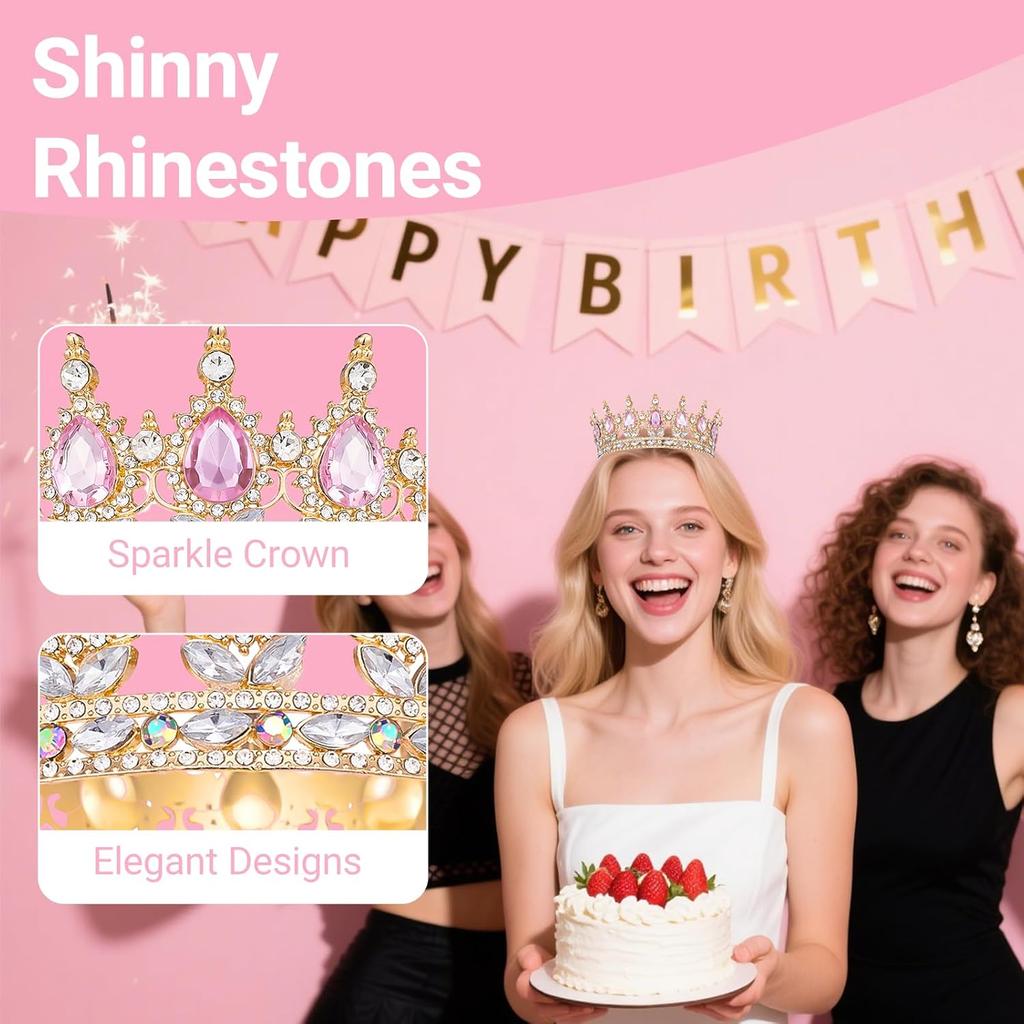 Queen Crown Rhinestone Wedding Crowns and Tiaras for Princess Party Hair Accessories Crown Cake Decorations