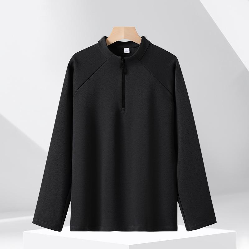 Men's Spring Autumn New Style Stand Collar Half Zip Sweatshirt Disan Cotton Solid Color Minimalist Breathable Loose Paneled Swea