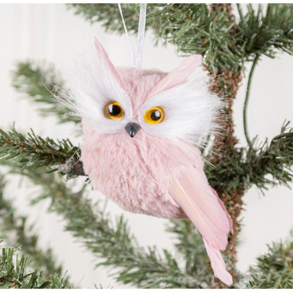 

Розовый рождественский орнамент из пенопласта, имитация пенопласта, подвеска в виде совы, украшение для рождественской елки, рождественская вечеринка