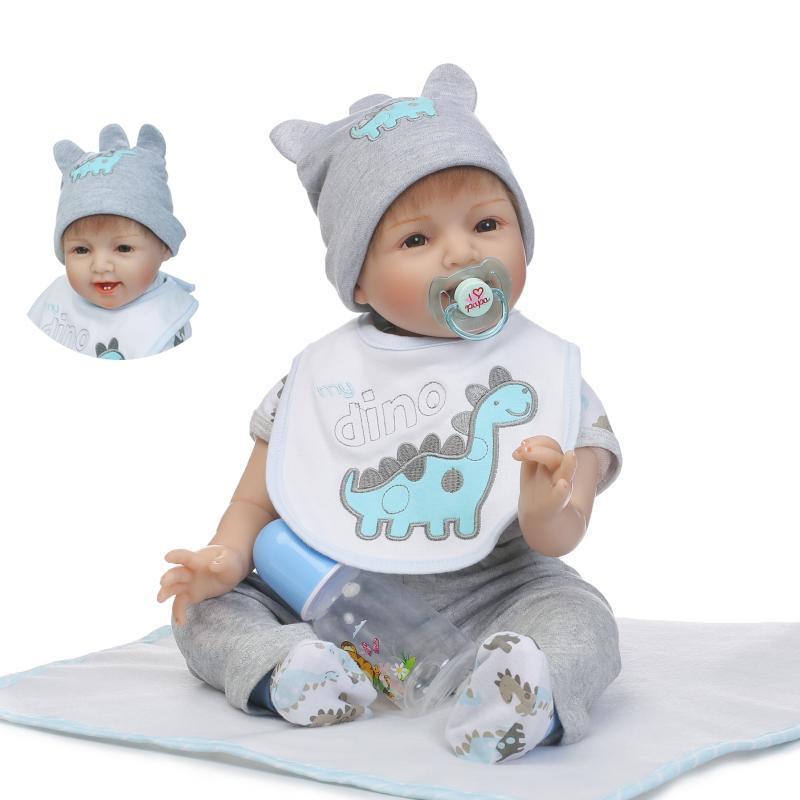 Lebensechte 22-Zoll Realistische Reborn Baby Jungenpuppe Aus Weichem Vinyl-Silikon Für Kleinkinder