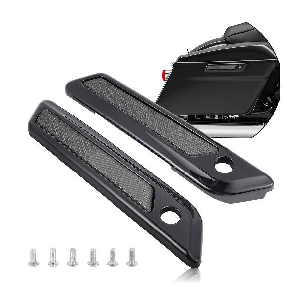Saddle Bag Latch Covers for Harley, Saddlebag Hinge Latch Covers with Reflectors Fit for 2014-2023 Touring Road King Road Glide Street Glide Ultra