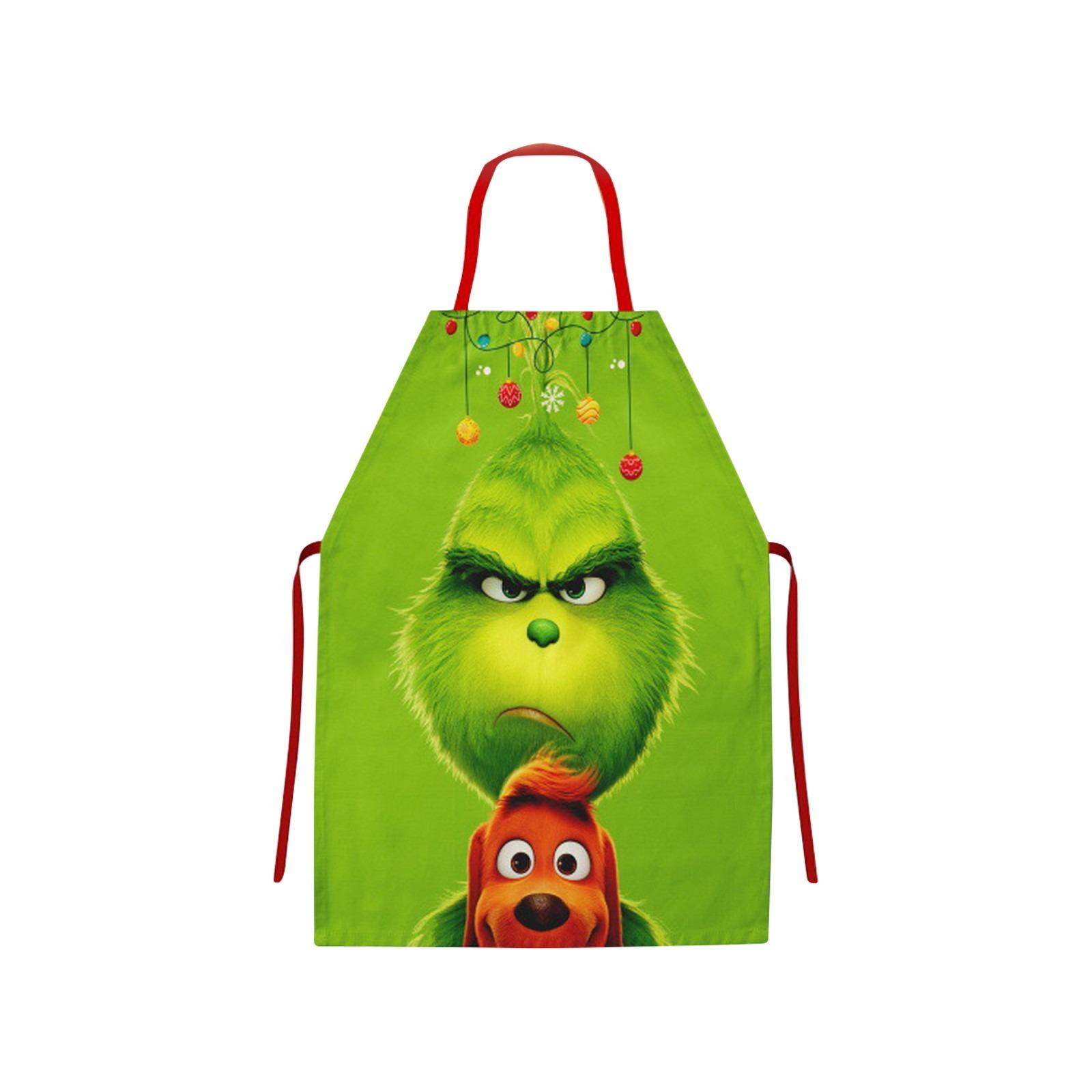 

Christmas Kitchen Apron Adjustable Neck Strap Santa Claus Themed Holiday Cooking Apron for Home Use Durable Fabric with Front Pocket