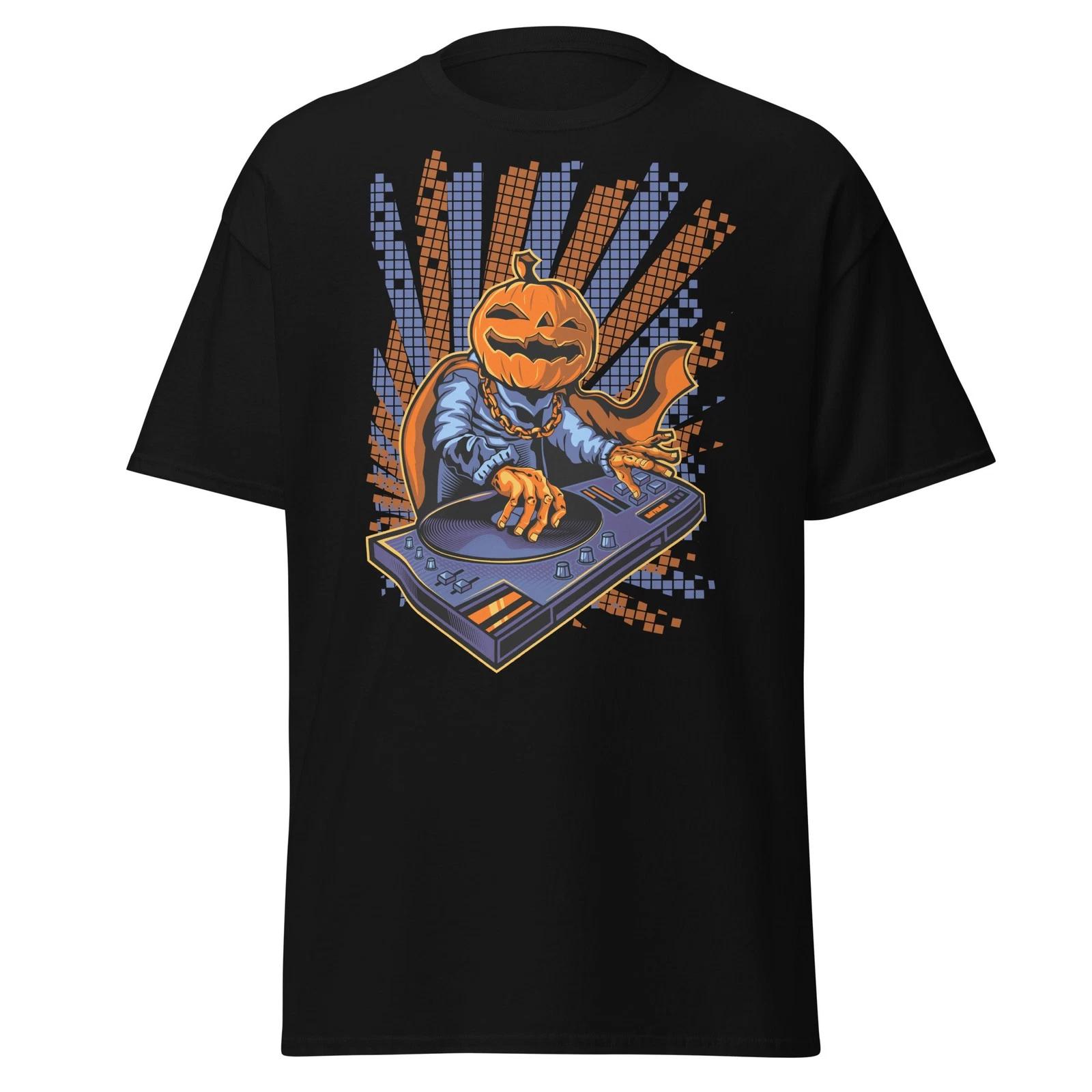 Jackolantern DJ Unisex Classic 100% Cotton T-shirt Mens Tees Top Halloween M