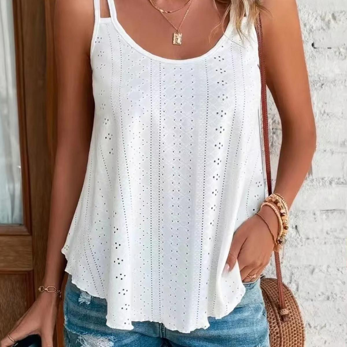 

Сексуальные женские топы, однотонные, с круглым вырезом, подтяжки, сексуальные женские топы без рукавов, дышащие, с двойными лямками, женские жилеты, полые женские топы XL белый