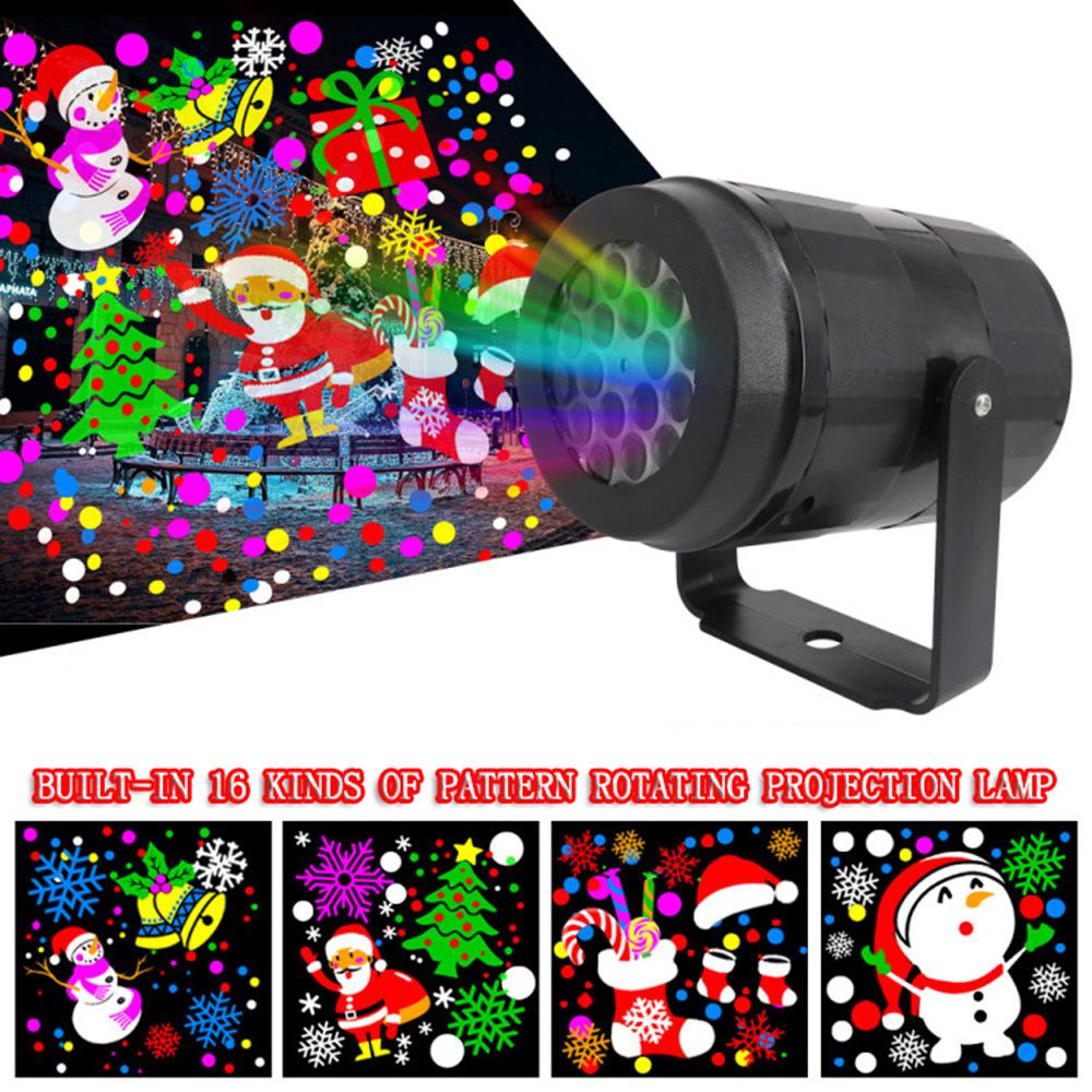 

16 Pattern Christmas Projector Lamp USB/EU Plug Snowflake Halloween Atmosphere Decorative Lamp Holiday Stage Lighting Effect Hot EU plug