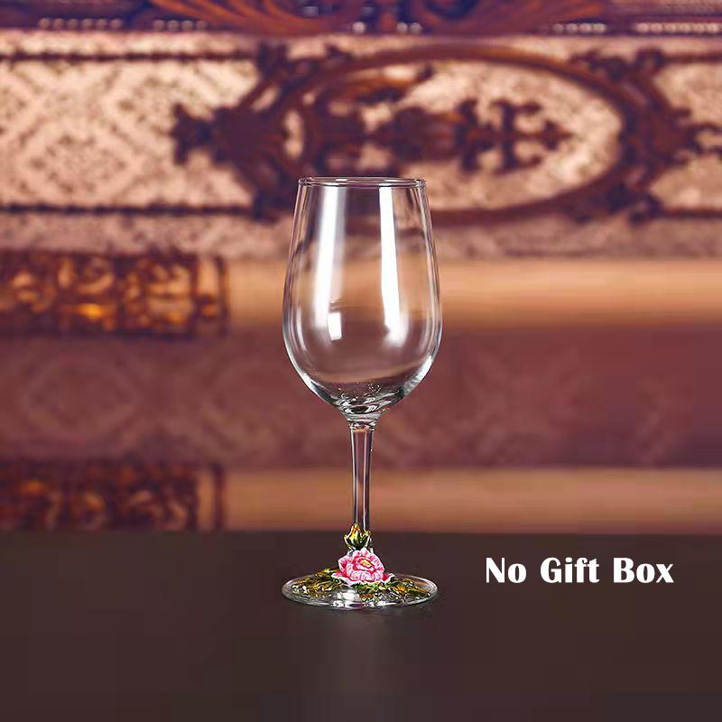 Superior Enamel Peony Glass Crystal Champagne Cup Set Goblet Glasses Glasses of Wine Wineglass Luxury Glass Cups Vintage Whiskey