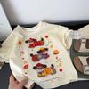 Sommer-Ankunft: Kinder Cartoon besticktes Baumwoll-T-Shirt (Kurzarm, Lockere Passform, Koreanischer Stil)