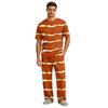 Men's Short Sleeve Pajama Set with Long Pants, Button Crotch, Elastic Waist Drawstring - Comfortable Sleepwear