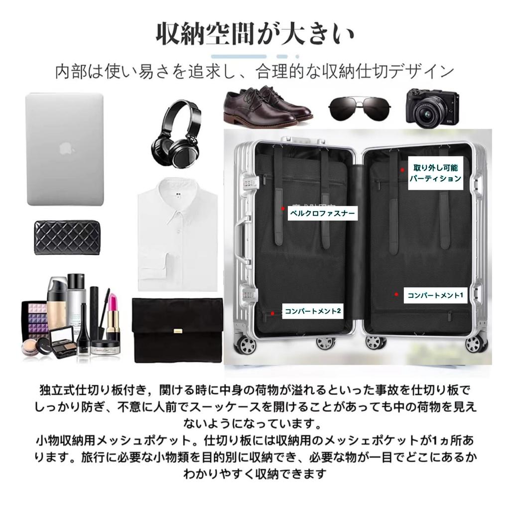 Suitcase Carry Case All Aluminum Alloy Body Carry Bag Silver Shockproof Large Lightweight Quiet Double Casters Equipped with TSA Lock Travel Business