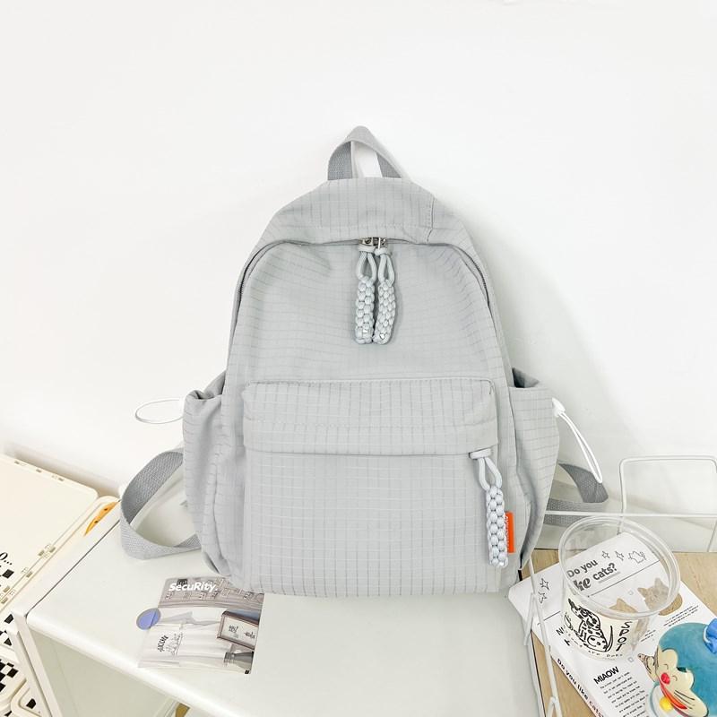 Solid Color Women's Backpack Large Capacity Student School Bag