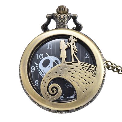 Anime The Nightmare Before Christmas Periferie Vintage Křemenné kapesní hodinky Retro řetízek přívěsek Hodiny pro děti Narozeninové dárky