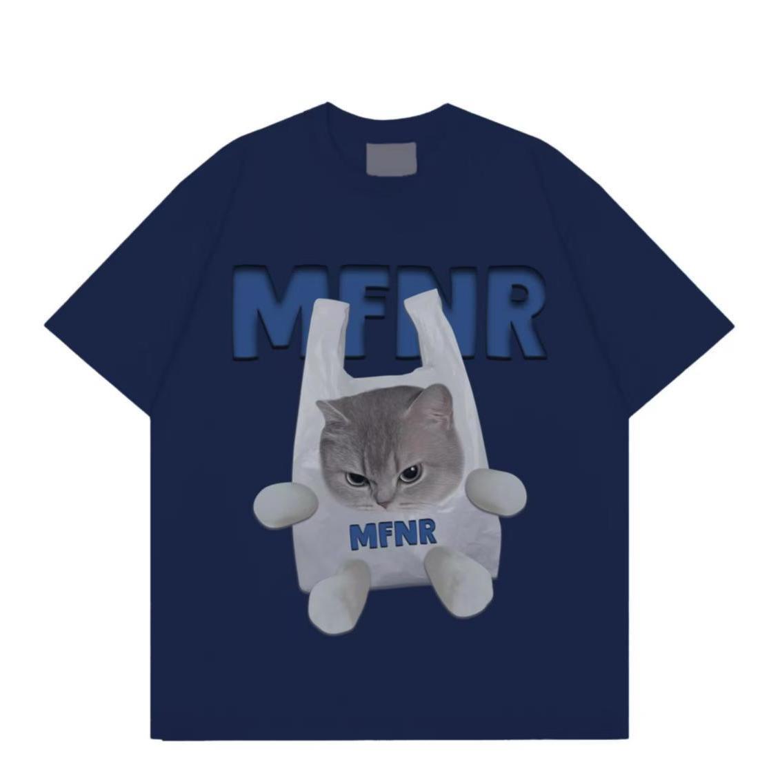 

Fun Cat Printed Men s T-Shirt Summer Vintage Kawaii Men s Women s Surfing Beach T-Shirt Unisex Breathable Casual Top S