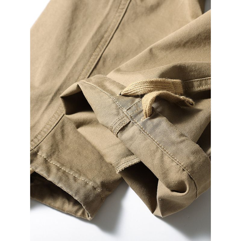 American-Style Pure Cotton Loose Work Pants for Men, Autumn and Winter Straight Thickened Multi-Pocket Pants, Export Men's Casual Long Pants