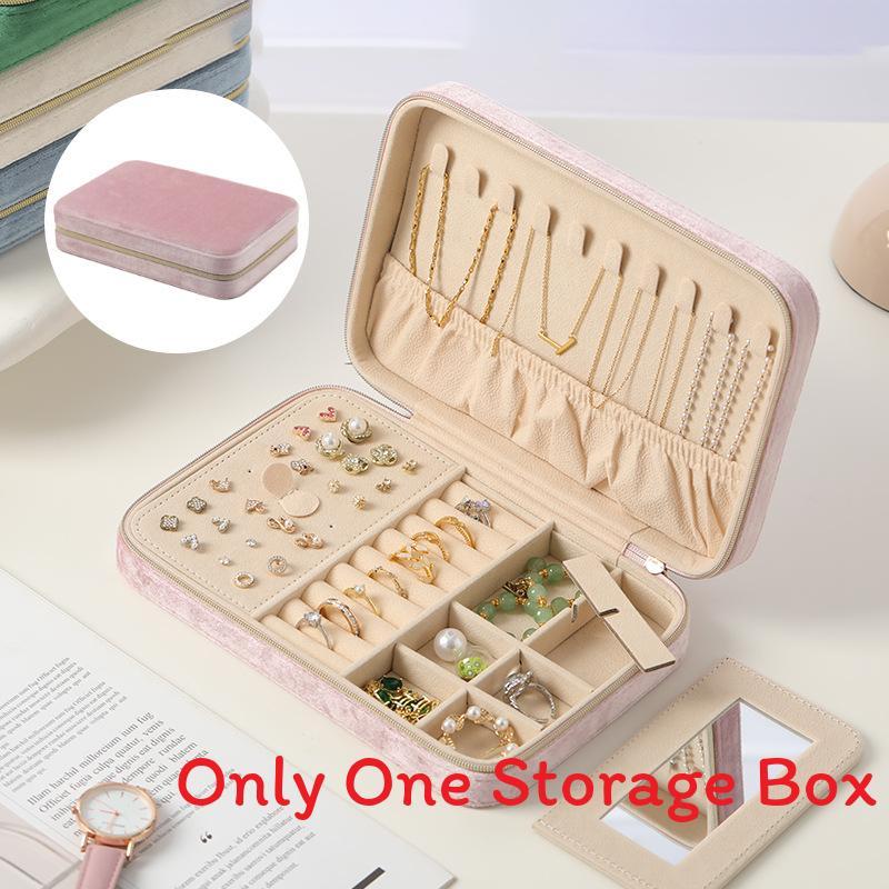 Velvet Jewelry Organizer With Mirror For Rings Necklaces And Earrings