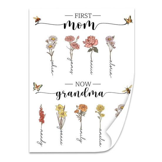 

Mothers Day Gift for Mom Decorative Poster Flower Canvas Wall Art Decor Birthday Gift for Grandma Mom Wife S C
