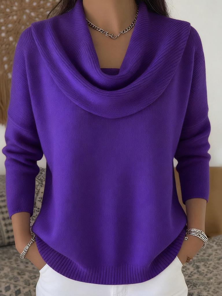 2025 Foreign Trade Women's Clothing Independent Station Express Autumn and Winter New Solid Color Long Sleeve Top Sweater