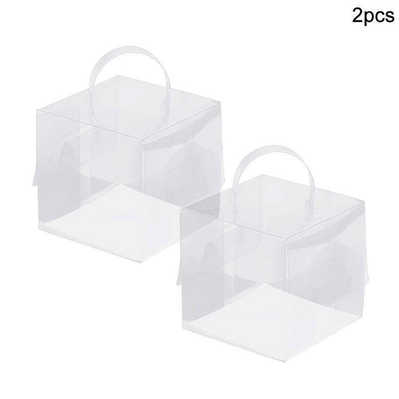 5/2Pcs Cake Packaging Box with Handle Transparent Dessert Gift Wrap Box Cupcake Container Wedding Birthday Party Decor Supplies