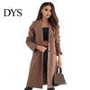 Women Jacket Woolen Turn-down Collar Solid Color Single-breasted Coat Mid Length Thermal Long Sleeved Commuting Dating Spring Fall Winter Overcoat