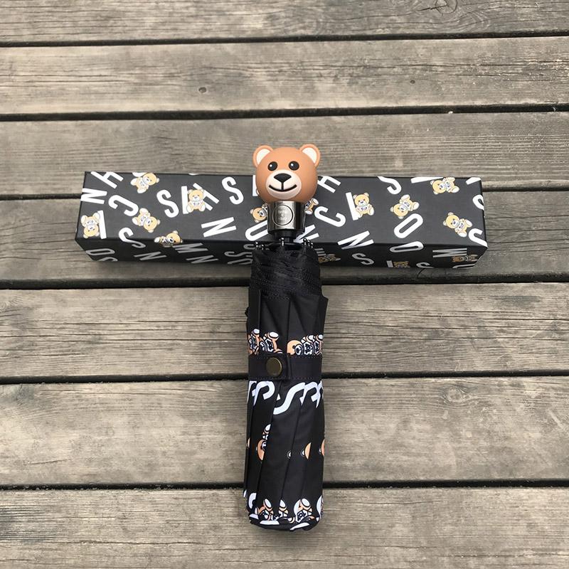 

Vintage Classic Bear Man Woman Automatic Rain Umbrella 3 Fold Luxury Business Cartoon Children Windproof Sunscreen Parasol Gift чорний