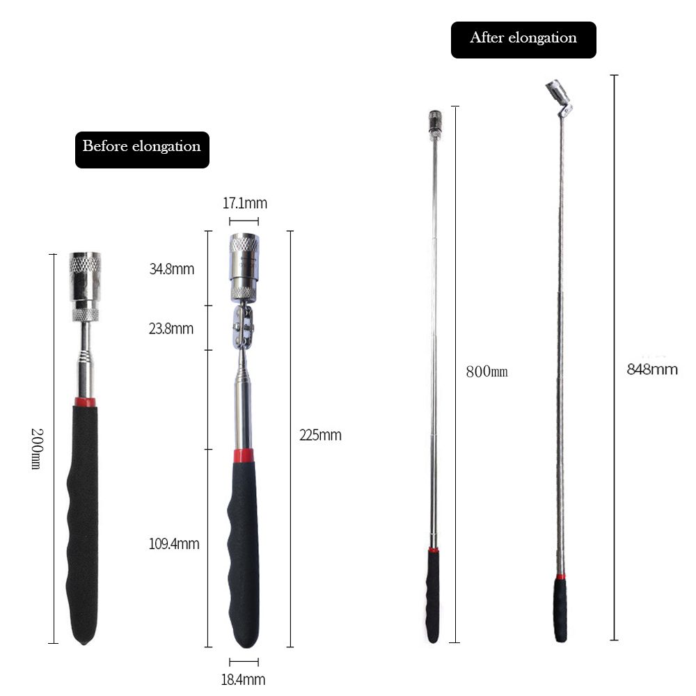 Adjustable Long Pen Telescopic Magnet Stick with LED Light Magnet Grip Magnetic Pick-Up Tools