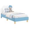 Children S Bed Frame with Headboard Blue 80 X 160 Cm PU Leather