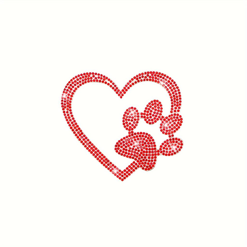 1PC Customized Paw Print, Hot Stamping, Hot Stamping, Self-adhesive Rhinestone Hollow Out Heart-shaped Car Logo Cloth Sticker