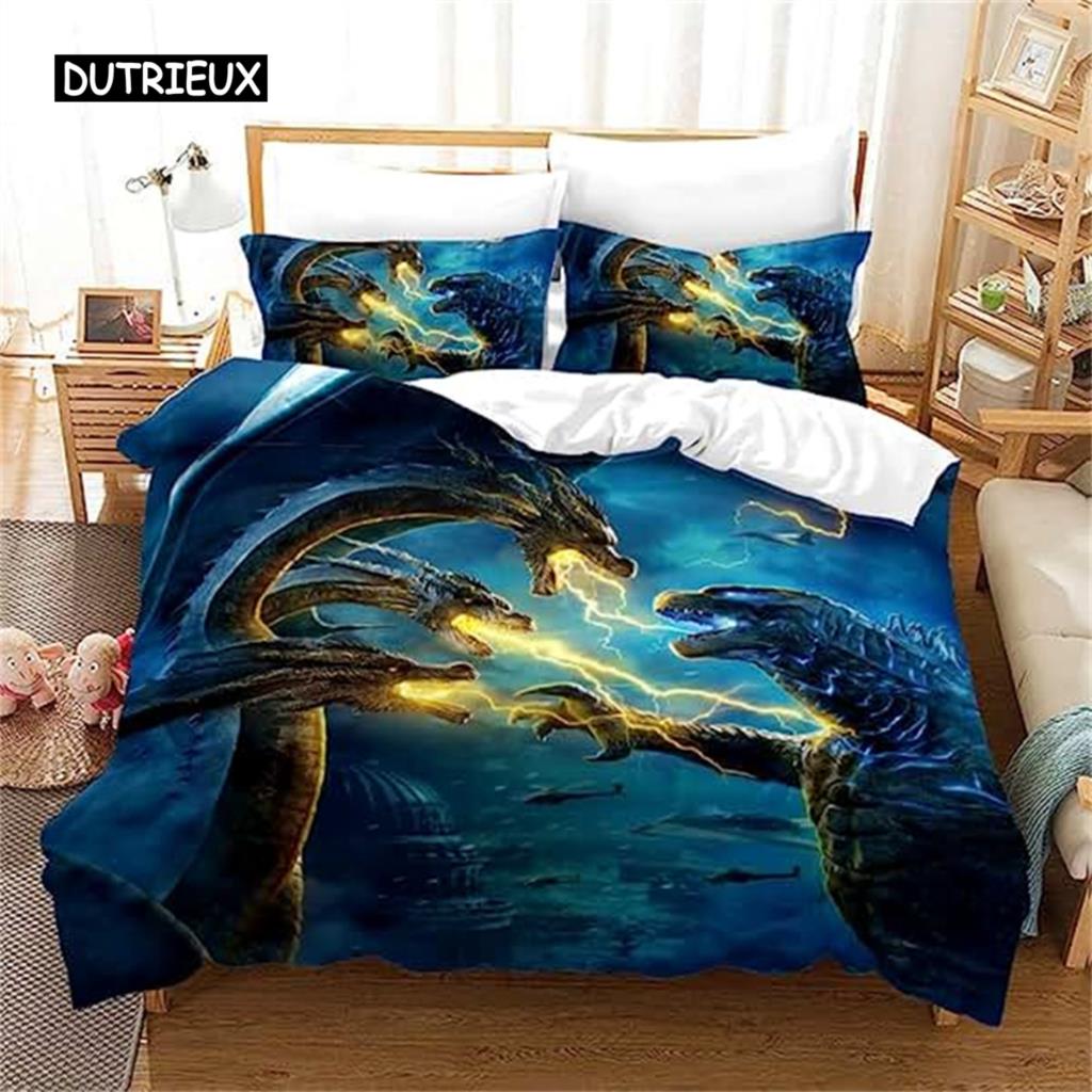 Dragon Purple Nebula Duvet Cover Outer Space Comforter Trippy Bedding Set For Kids Boys Girls Teens Room Decor
