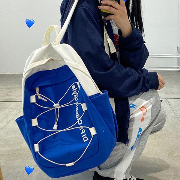 Men's and Women's Cool Schoolbag Street Style Simple Contrast Color Student's Backpack Casual Versatile Large Capacity Backpack