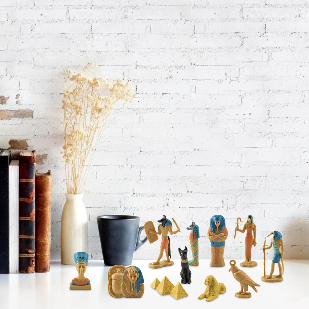 12 Pcs Ancient Egypt Egyptian God Goddess Figurines Set PVC Miniature Statues Set
