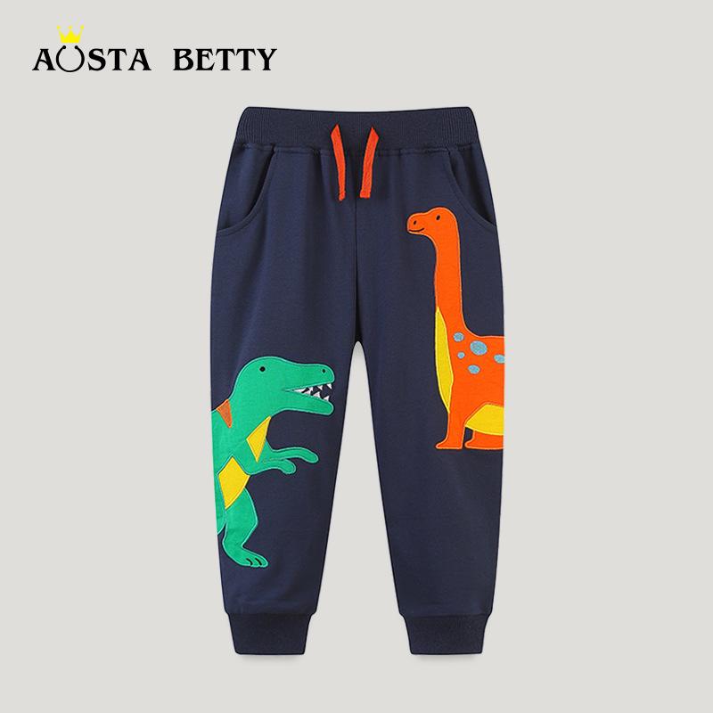 

European & American Style Cartoon Dinosaur Boys Embroidered Sweatpants 110cm