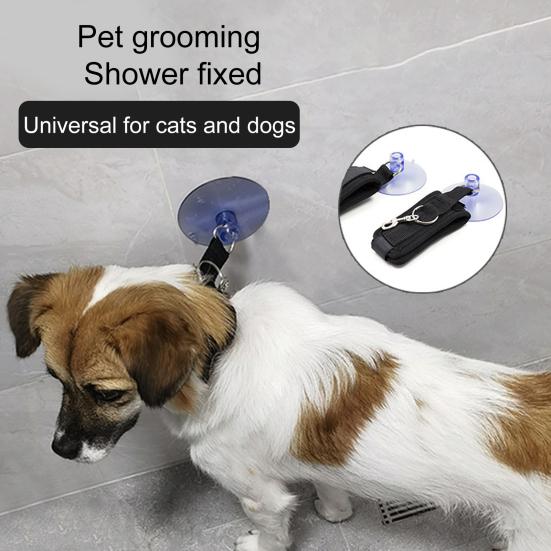 Pet Bathing Tether Stable Convenient Nylon Pet Dog Cat Cleaning Strap with Suction Cup Pet Supplies