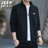 JEEP SPIRIT Men's Fall/Winter Stand-Up Collar Zip Sweatshirt Jacket