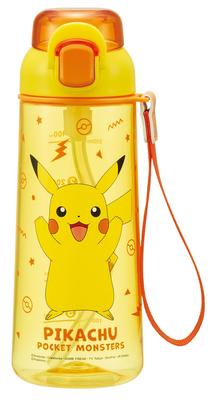 Skater Dětská láhev na vodu s brčkem, průhledná, 630 ml, s popruhem, Pokemon PSHPO668146
