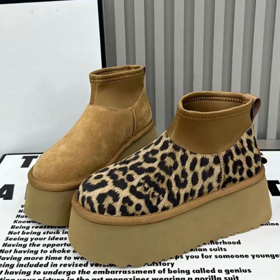 Women's fur one thick bottom heightening winter lightweight warm snow boots non-slip wear-resistant casual sports cotton boots