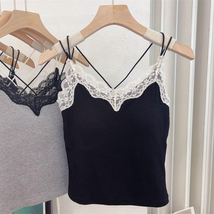 

Бесшовный кружевной топ: Защита от засвечивания, фиксированная чашка с нагрудной накладкой, стильный дизайн спины - Коллекция 2025 One Size