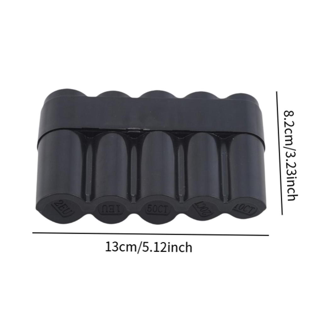 Coins Collection Supplies Spring-loaded Sorting Mechanism 5 Compartments Tube Coin Capsule Coins Holder Coin Storage Dispenser