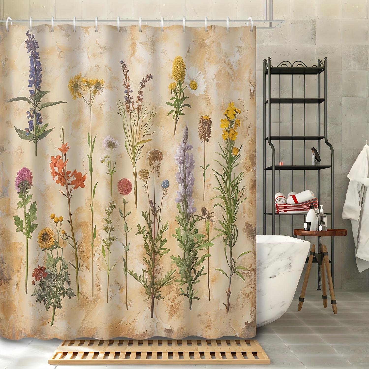 

Vibrant Floral Shower Curtain - Lavender, Daisy, Wildflowers, Water-Resistant, Mildew-Repellent,Grommet Top,Elegant Plant Theme W60H190(CM)-1 Pcs