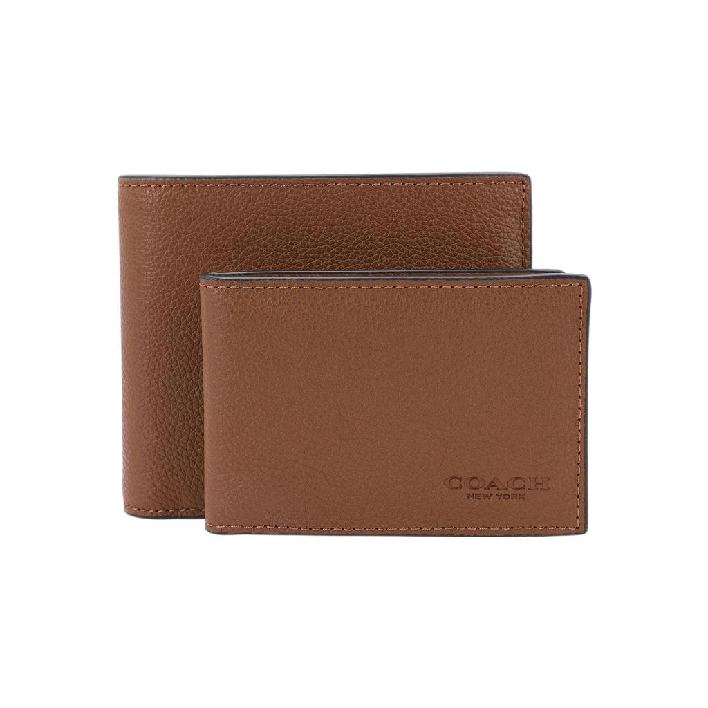 Coach 3 IN 1 Wallet Litchi Grain Cow Leather 3 In 1 Wallet Men's Dark Brown (Unisex) Wallets 74991 CWH