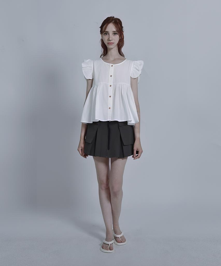 Keulleiseu Shoulder Frill Sleeveless Blouse_Purple