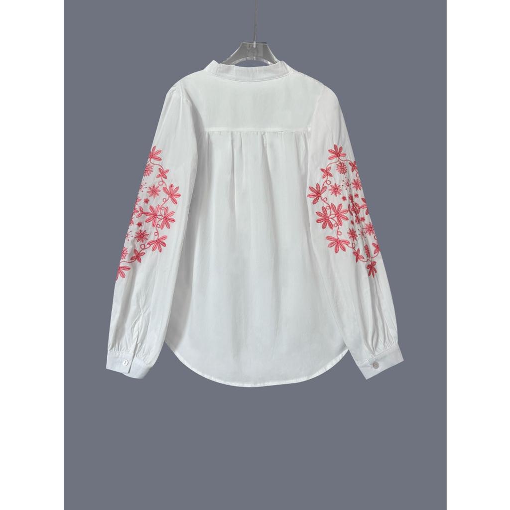 Fall Winter Women's Applique Long Sleeve Loose Blouse Elegant Chinese Style Casual Top For Women