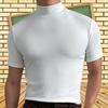 Bekväm enfärgad kortärmad herrtopp, Herr-T-shirt med hög hals och korta ärmar, Herr-basplagg, Herr-